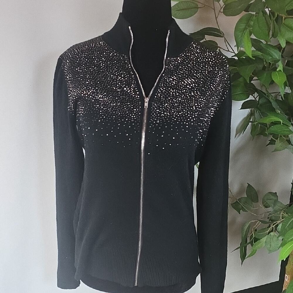 Lola Black Women's Sweater  With Rhinstones